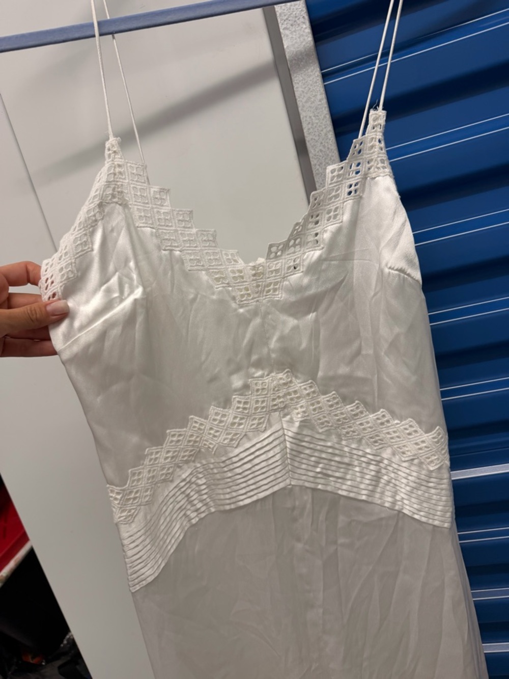 Nwt xs Zara White Lace-Trim Slip white midi   Dress - Picture 4 of 11